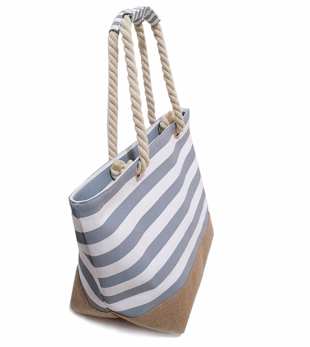 Custom Striped Women Big Compartment Beach Tote Bag