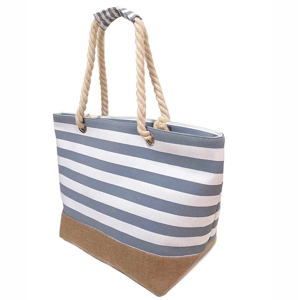 Custom Striped Women Big Compartment Beach Tote Bag