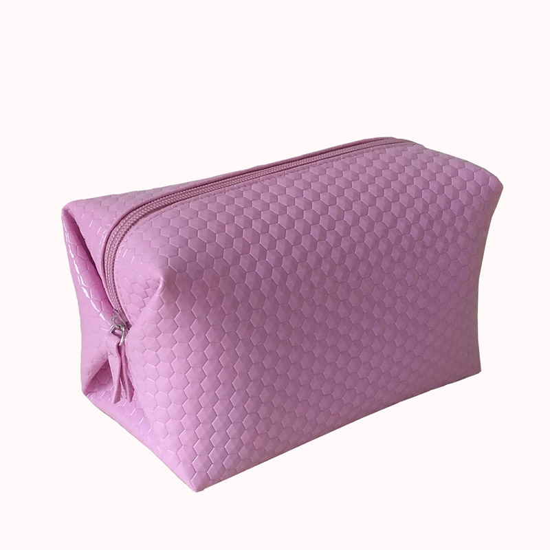 Cosmetic Makeup Pouch with Embossed PVC Leather