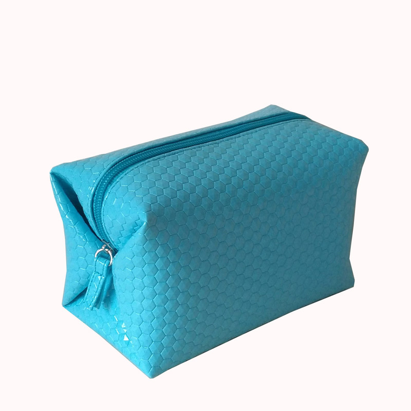 Cosmetic Makeup Pouch with Embossed PVC Leather