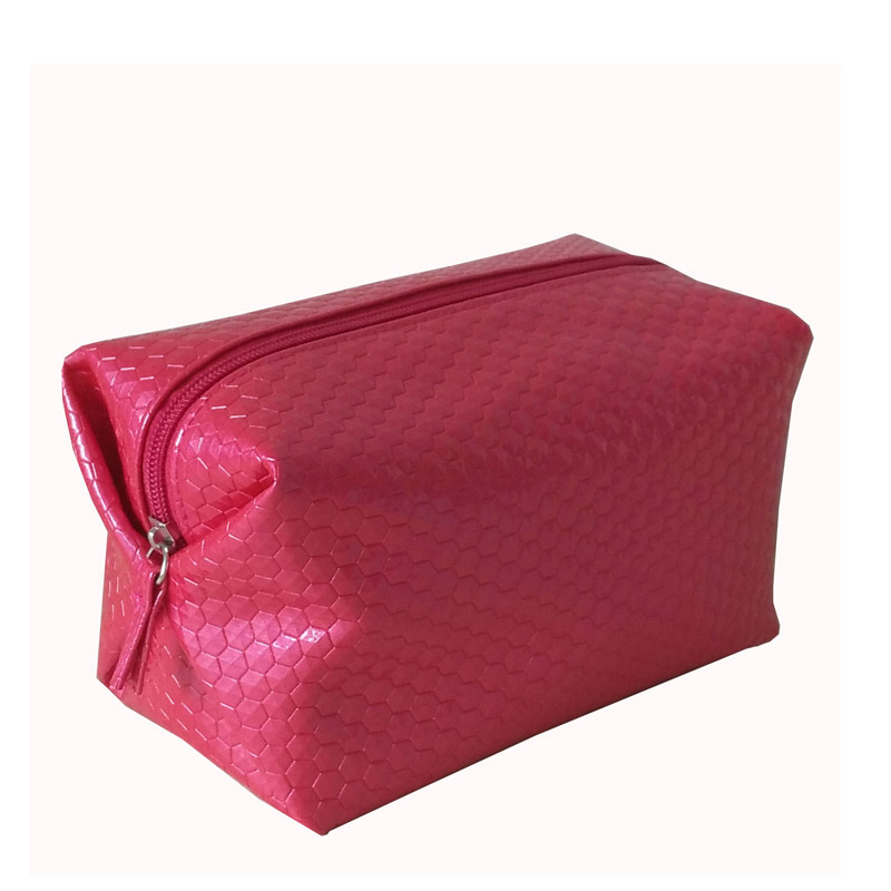 Cosmetic Makeup Pouch with Embossed PVC Leather