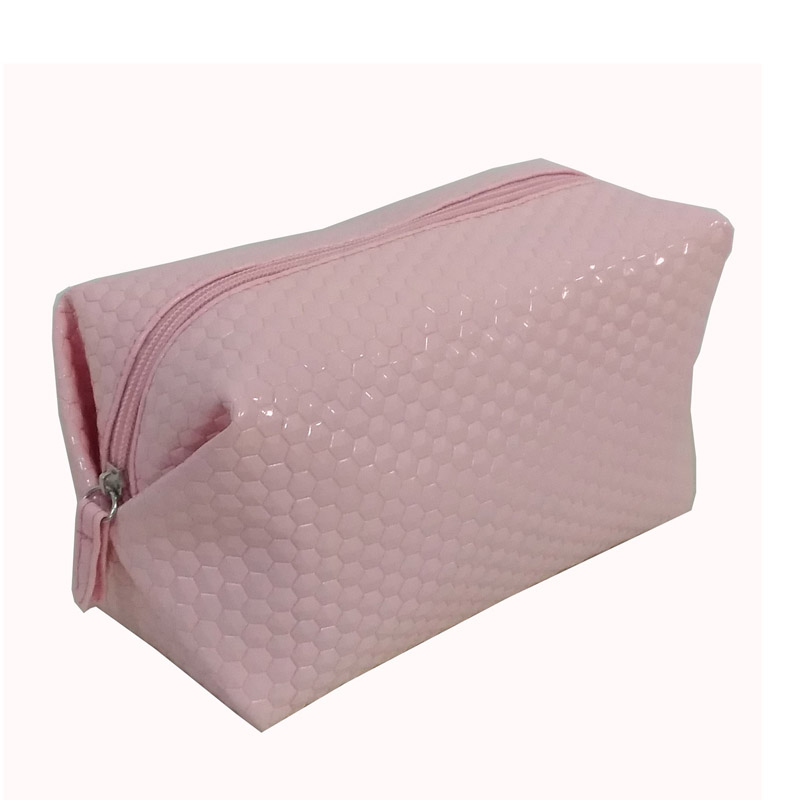 Cosmetic Makeup Pouch with Embossed PVC Leather