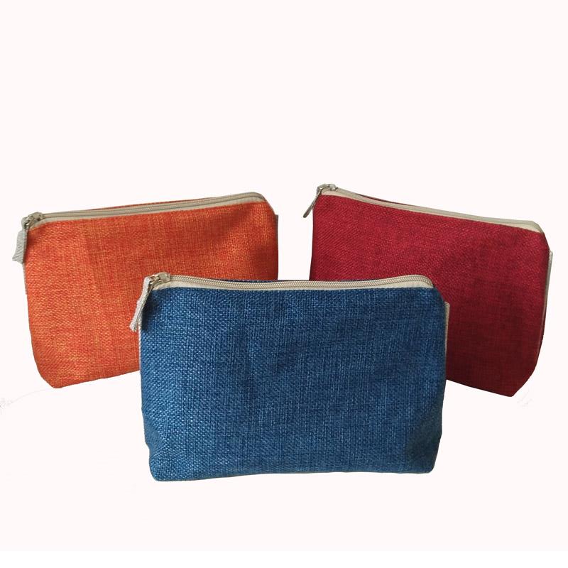 Linen Makeup Cosmetic Pouch with Zipper