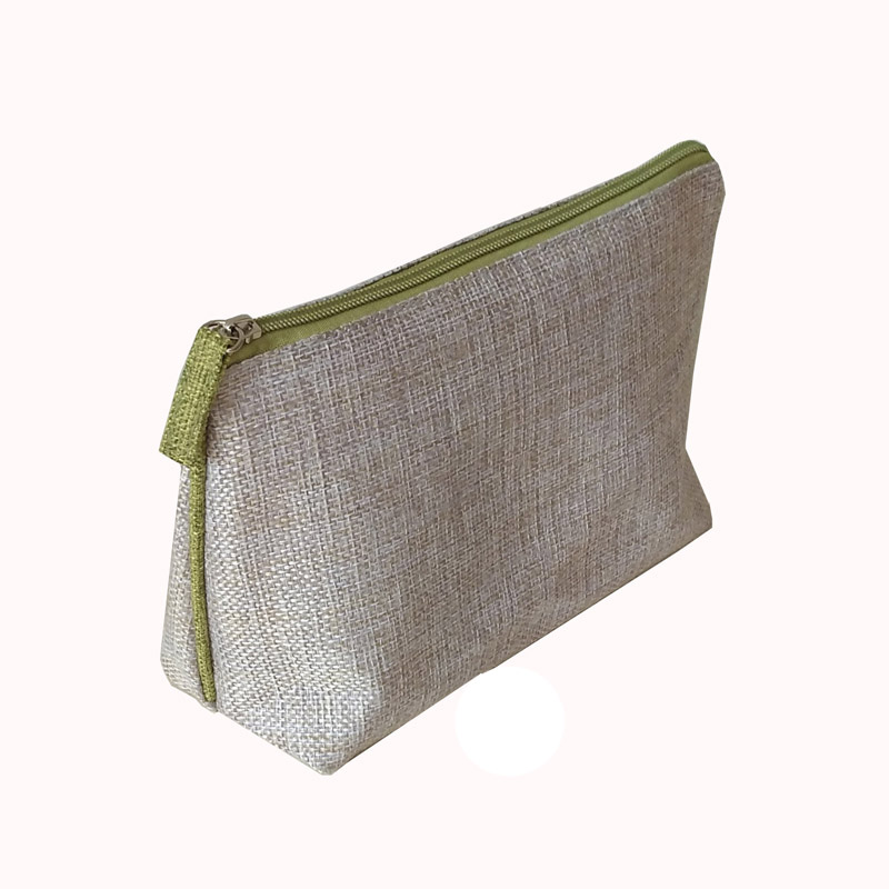 Linen Makeup Cosmetic Pouch with Zipper
