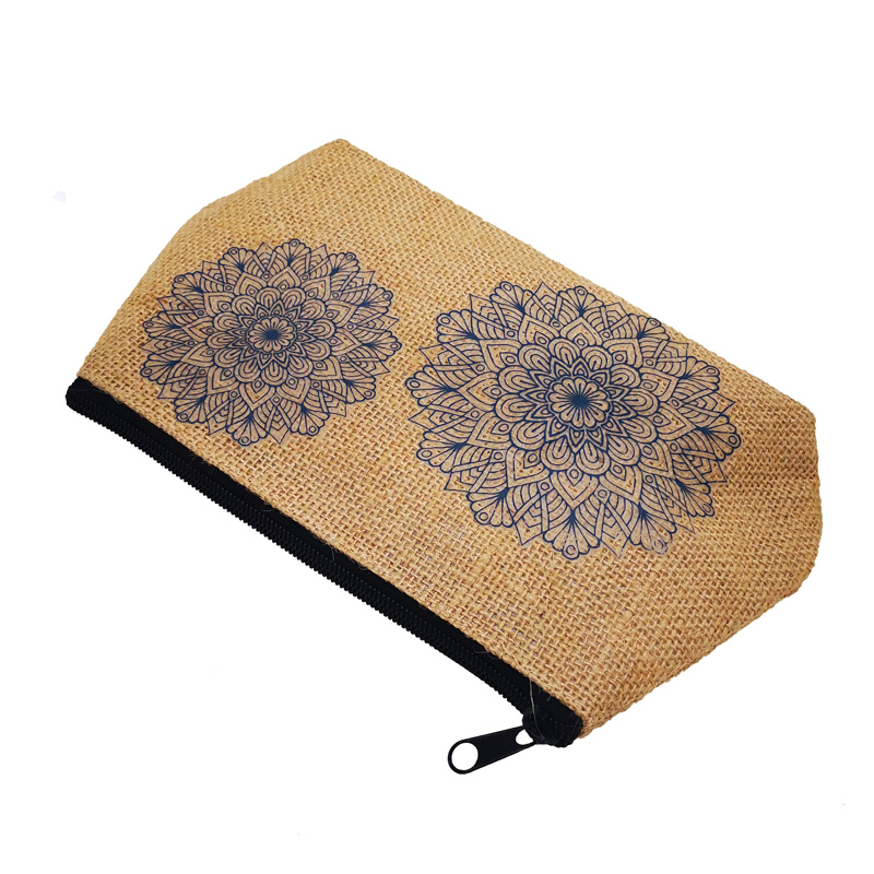 Natural Jute Cosmetic Bag with Print