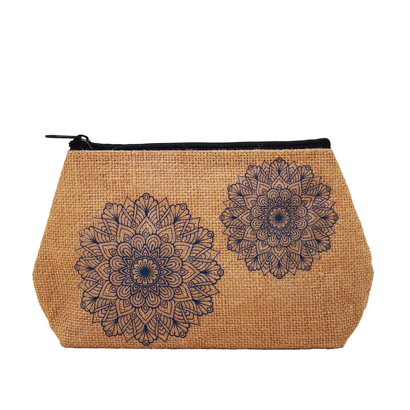 Natural Jute Cosmetic Bag with Print