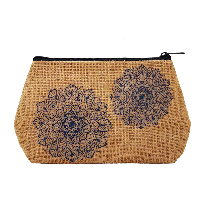 Natural Jute Cosmetic Bag with Print