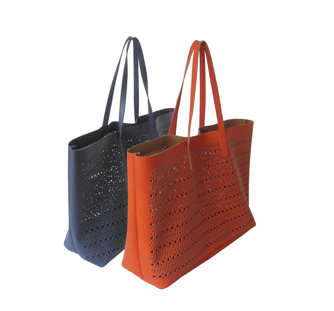 Big compartment perforated pu tote bag