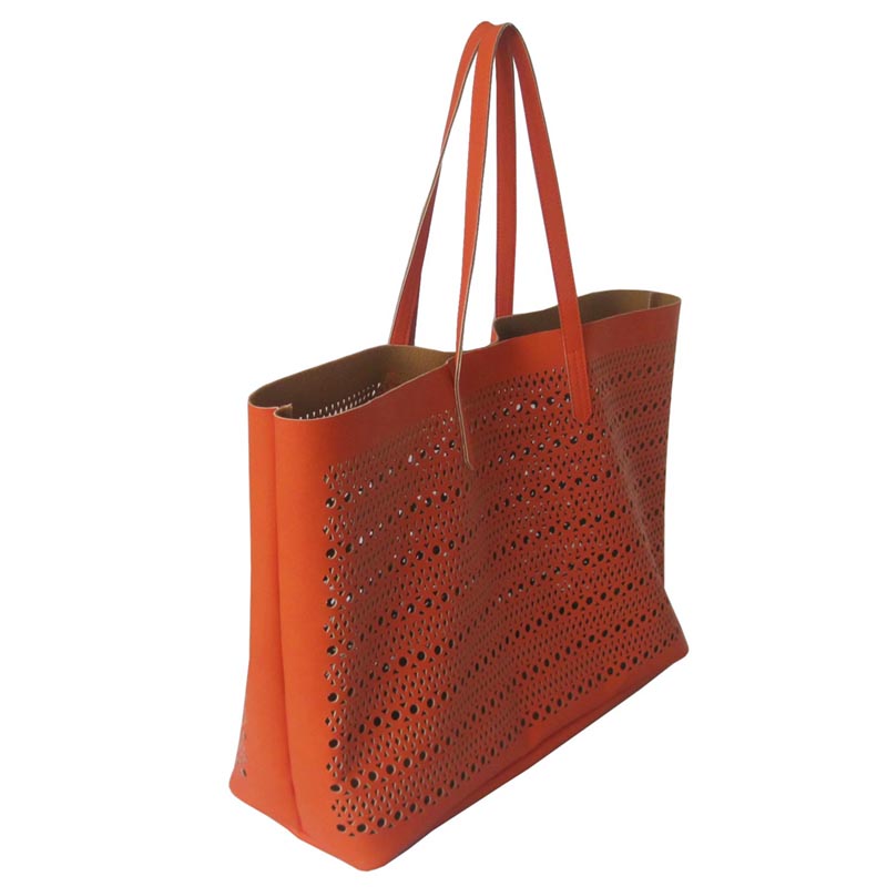 Big compartment perforated pu tote bag