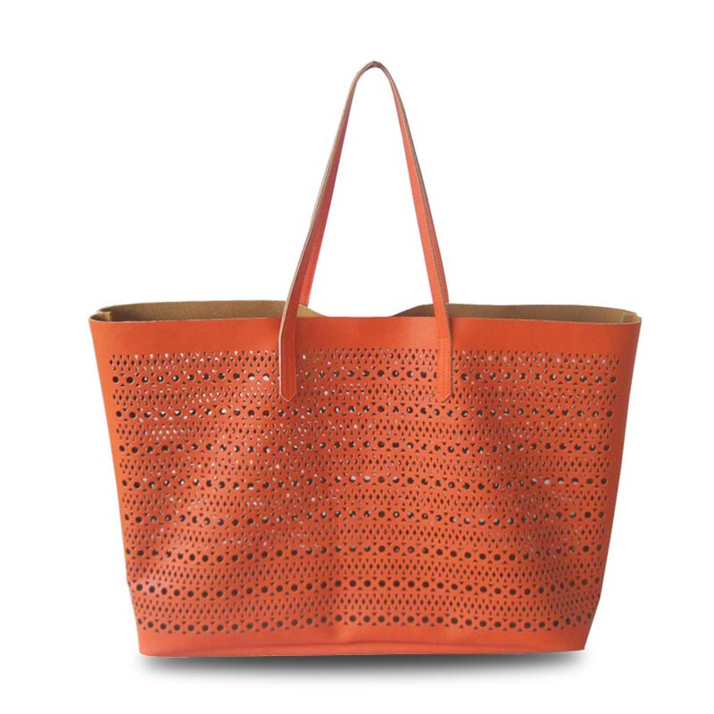 Big compartment perforated pu tote bag