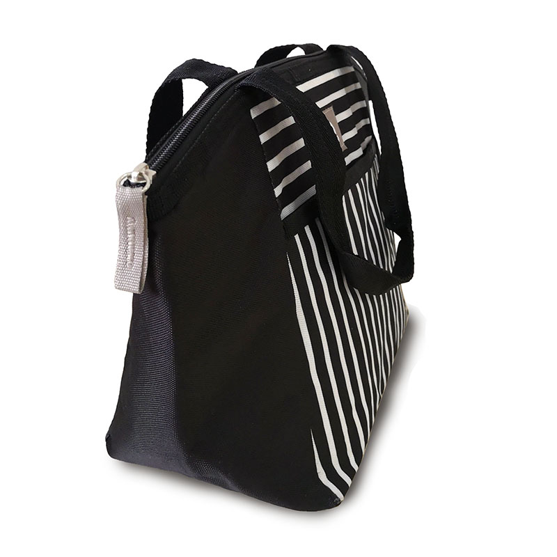 Promotional striped poyester insulated cooler lunch bag