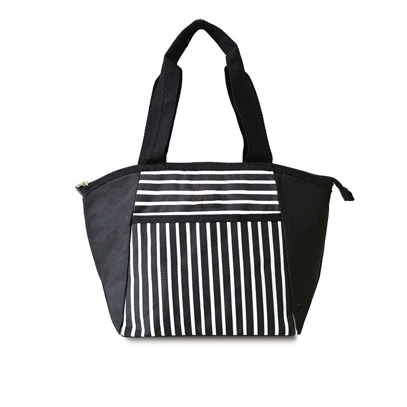 Promotional striped poyester insulated cooler lunch bag