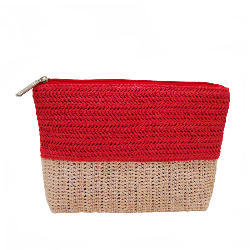 Straw Zipper Cosmetic Bag