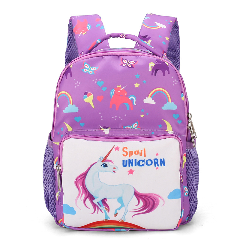 Unicorn Print Kids Backpack, Pink Color