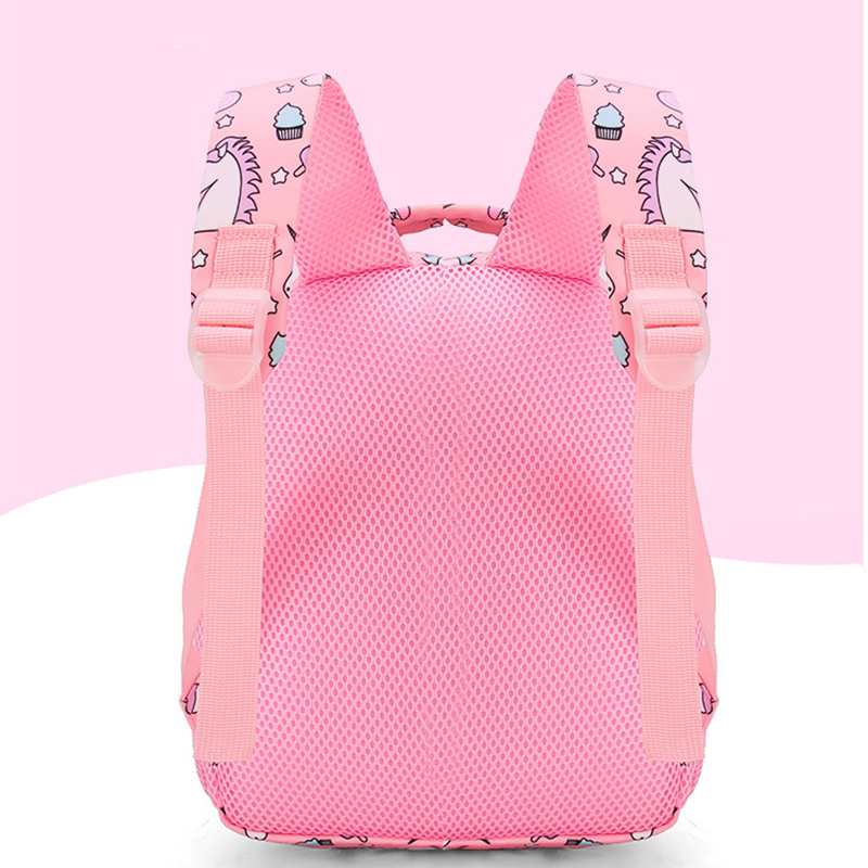 Unicorn Print Kids Backpack, Pink Color