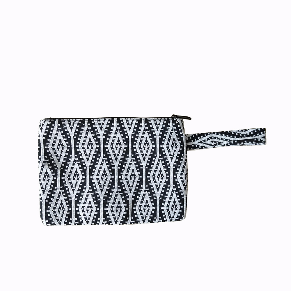 Jacquard yarn-dyed cosmetic bag