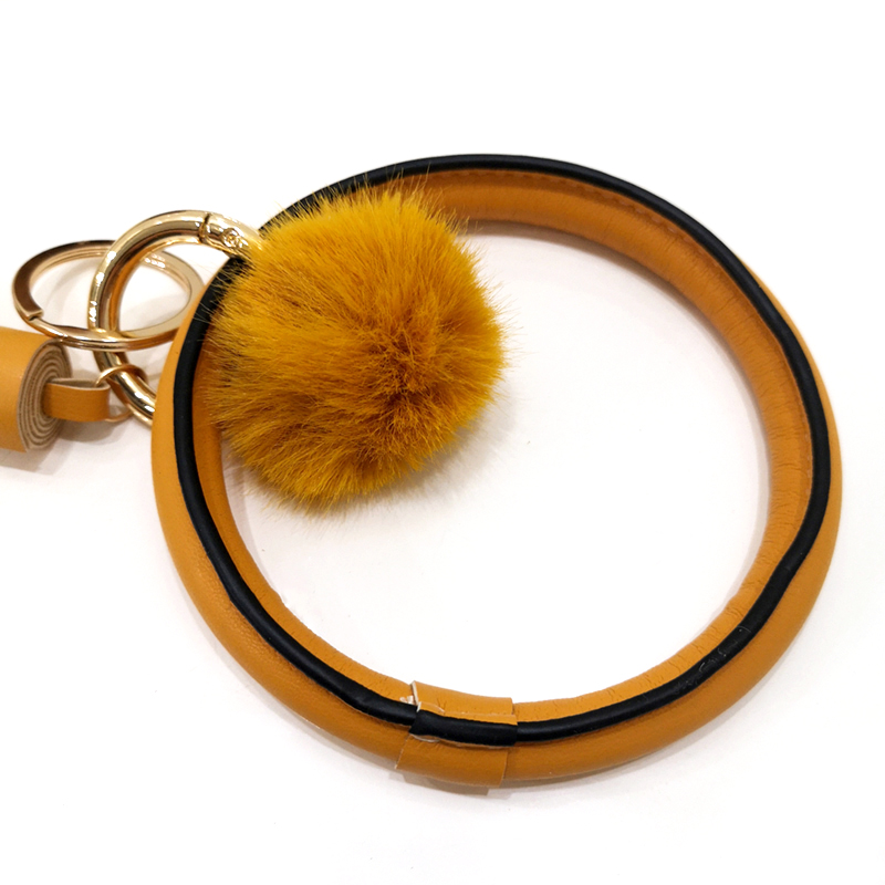 PU leather bracelet key ring with tassel