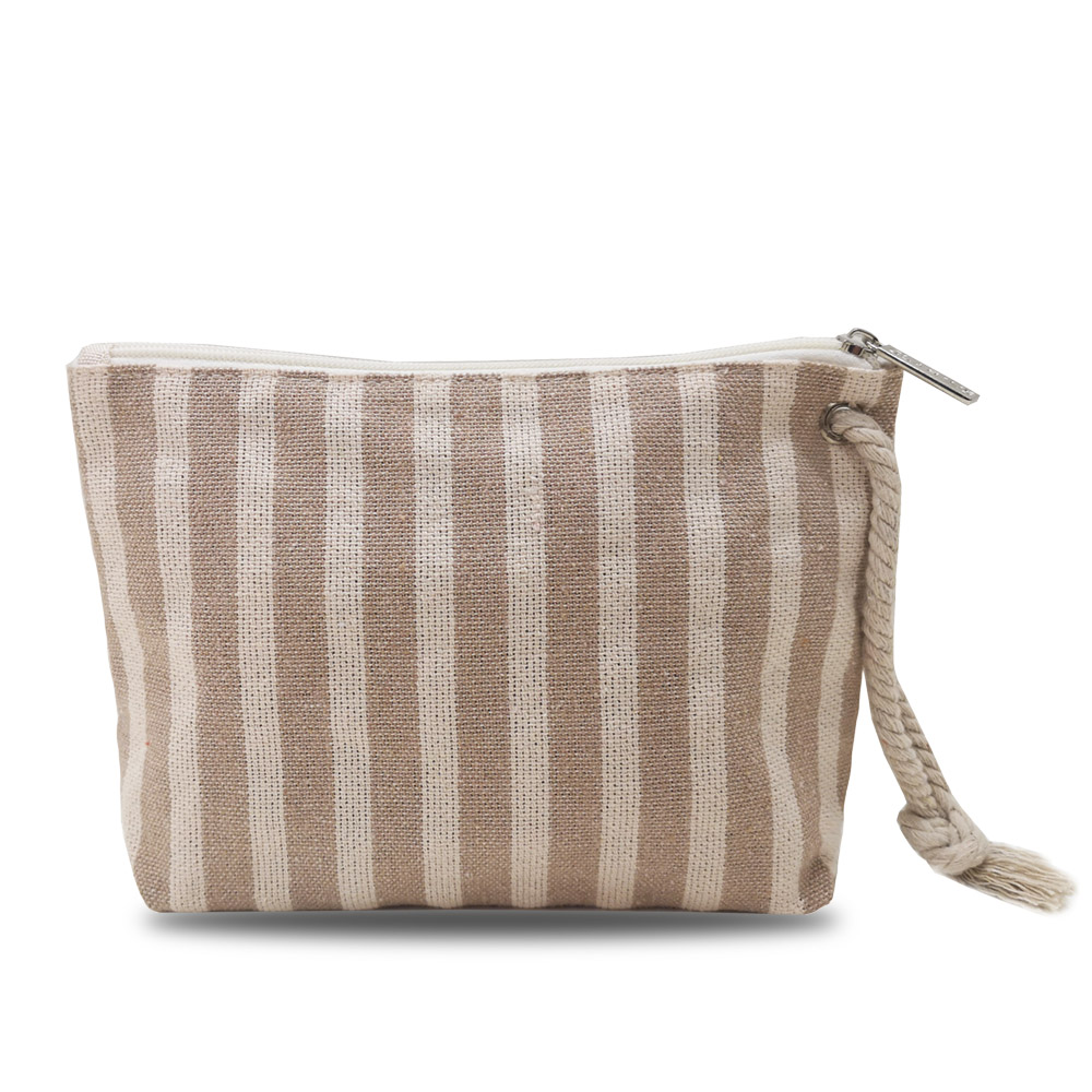 Women cosmetic bag with cotton rope handle