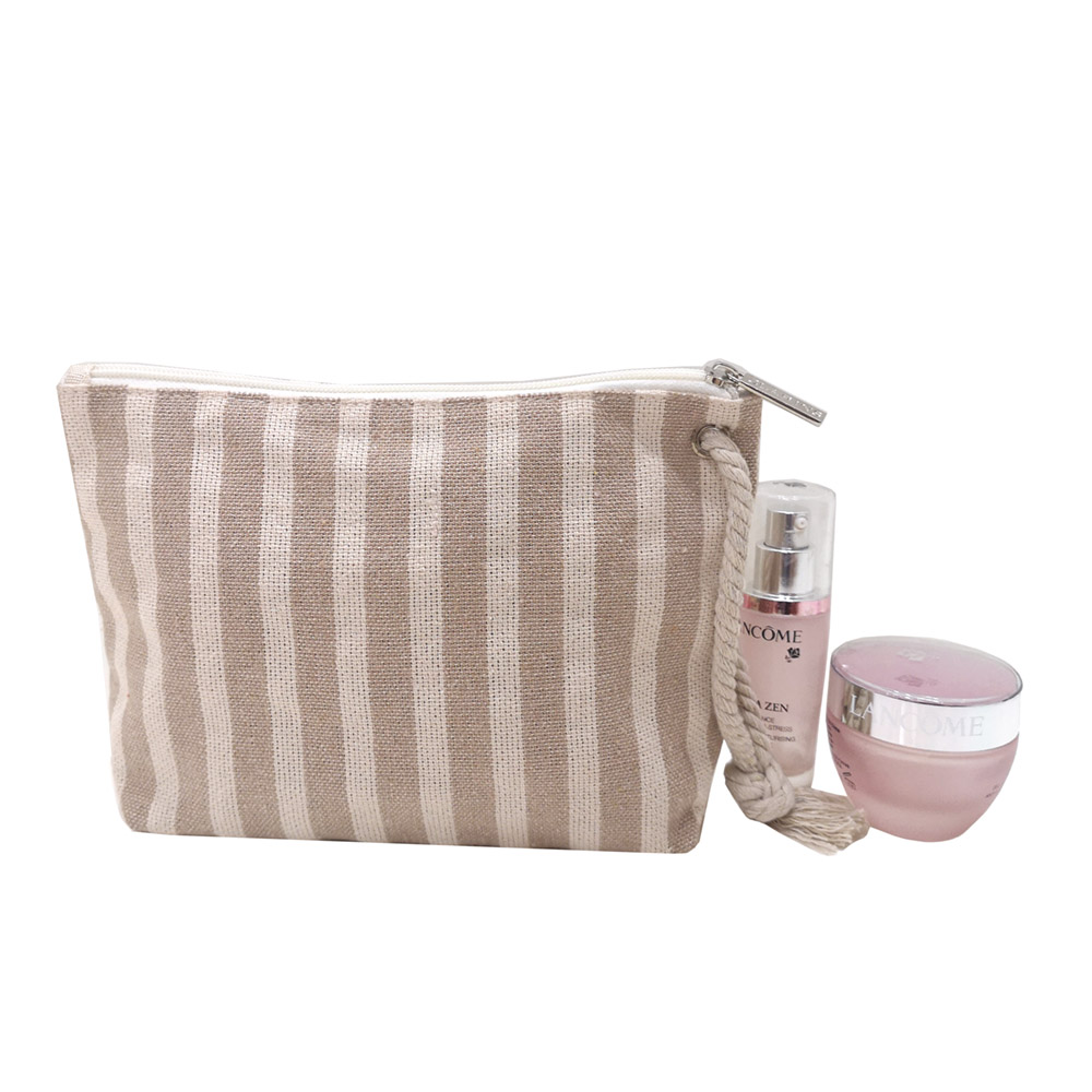 Women cosmetic bag with cotton rope handle