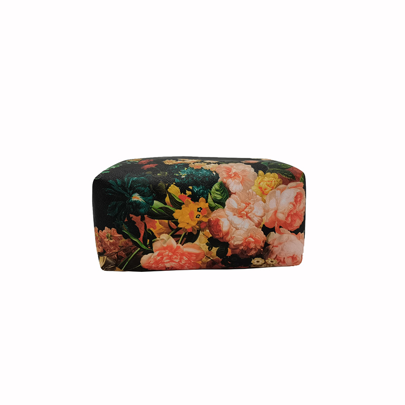 Floral print cosmetic bag