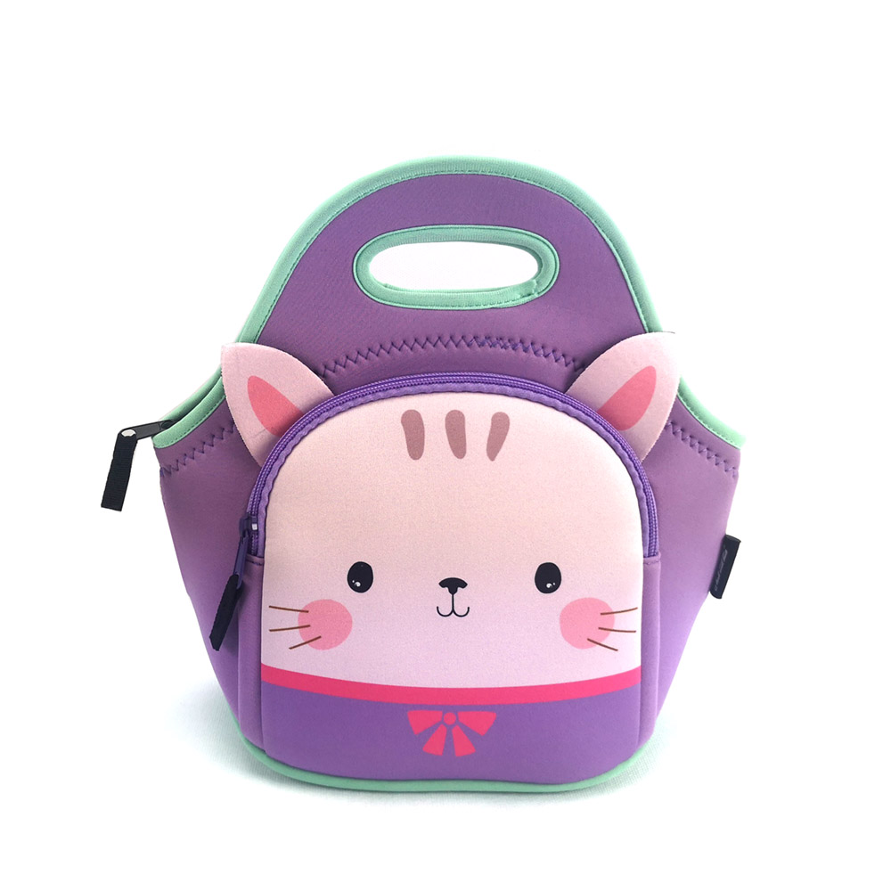 New design 3D animal printing kids neoprene cooler lunch bag