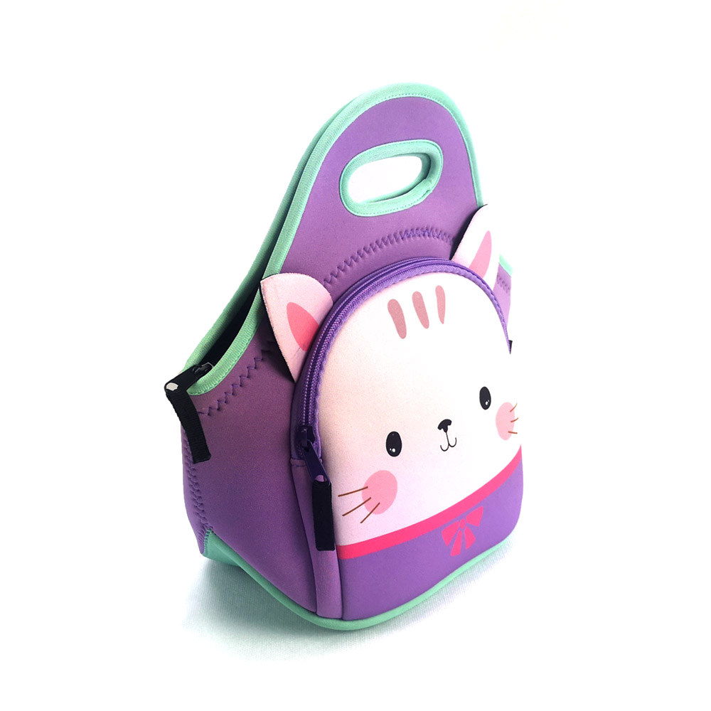 New design 3D animal printing kids neoprene cooler lunch bag