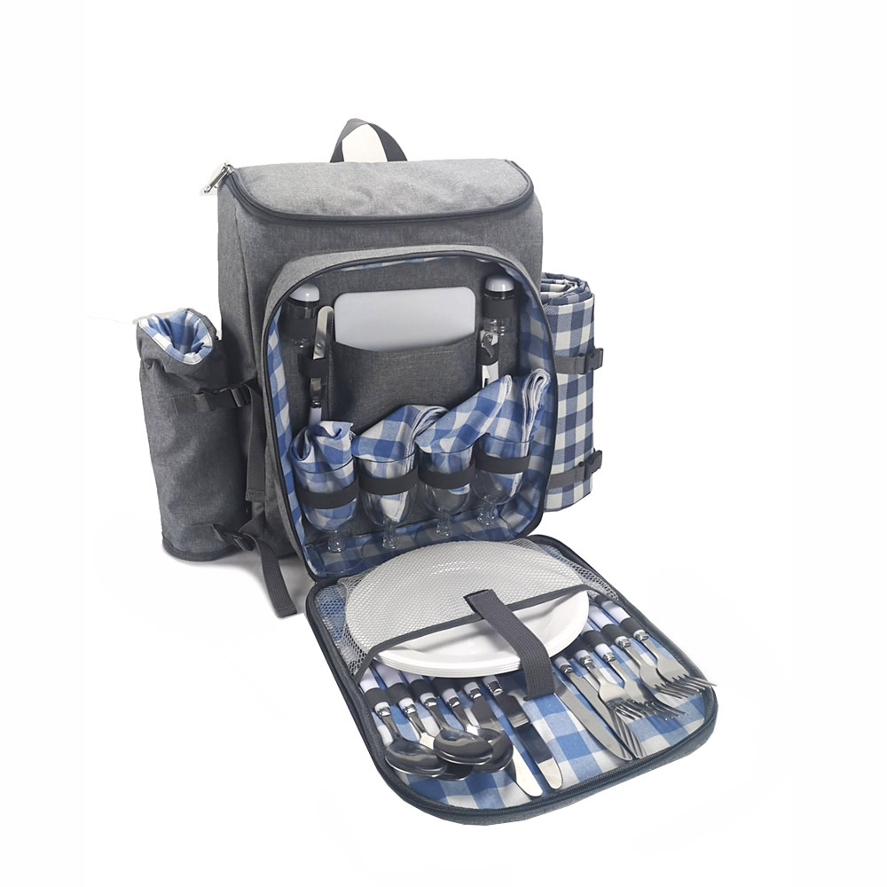 4 person cooler picnic backpack with tablewares