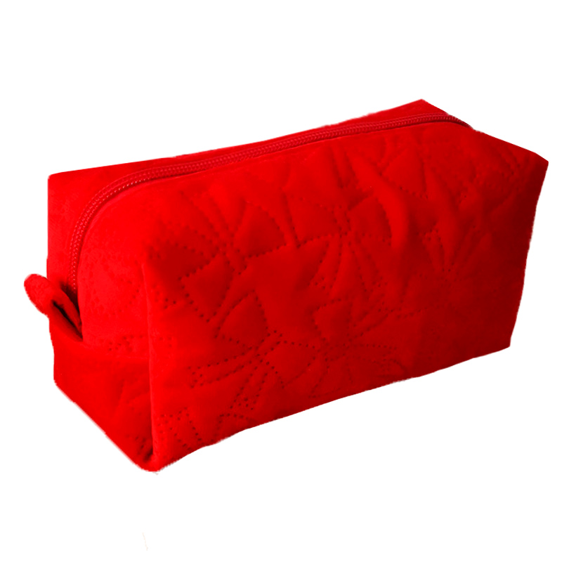 Zipper Quilted Velvet Travel Cosmetic bag