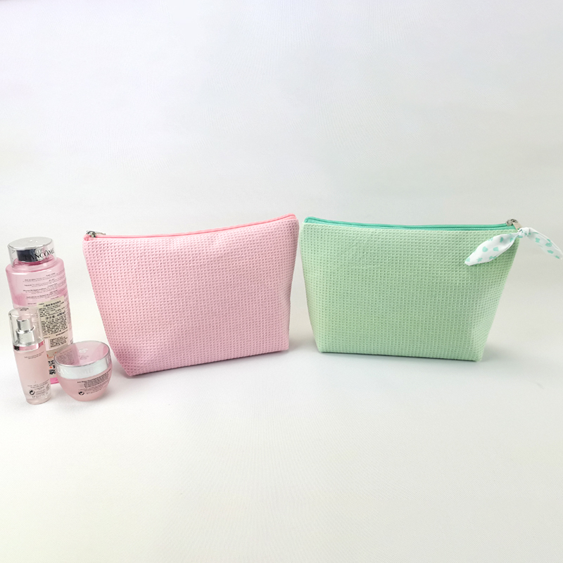 Custom soft gauze cosmetic bag ladies nature make up bag