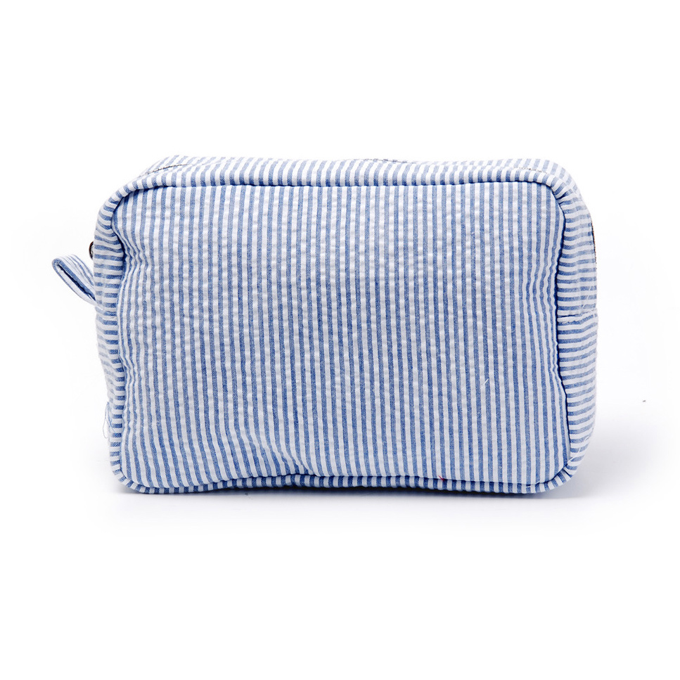 seersucker Zipper Cosmetic Make Up Bag