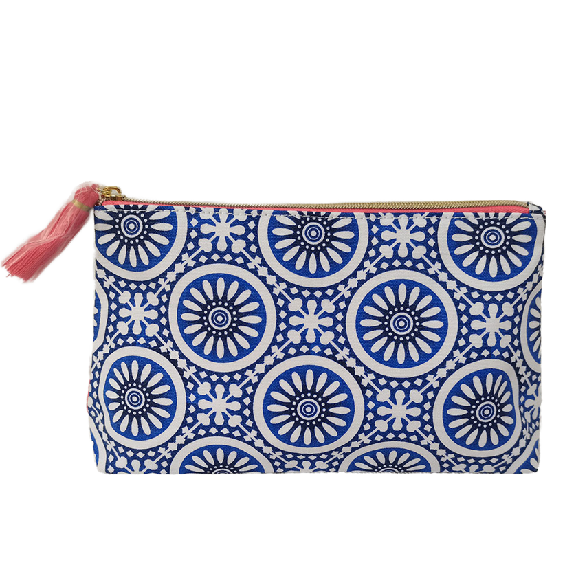 Custom printed  zippered cotton makeup pouch