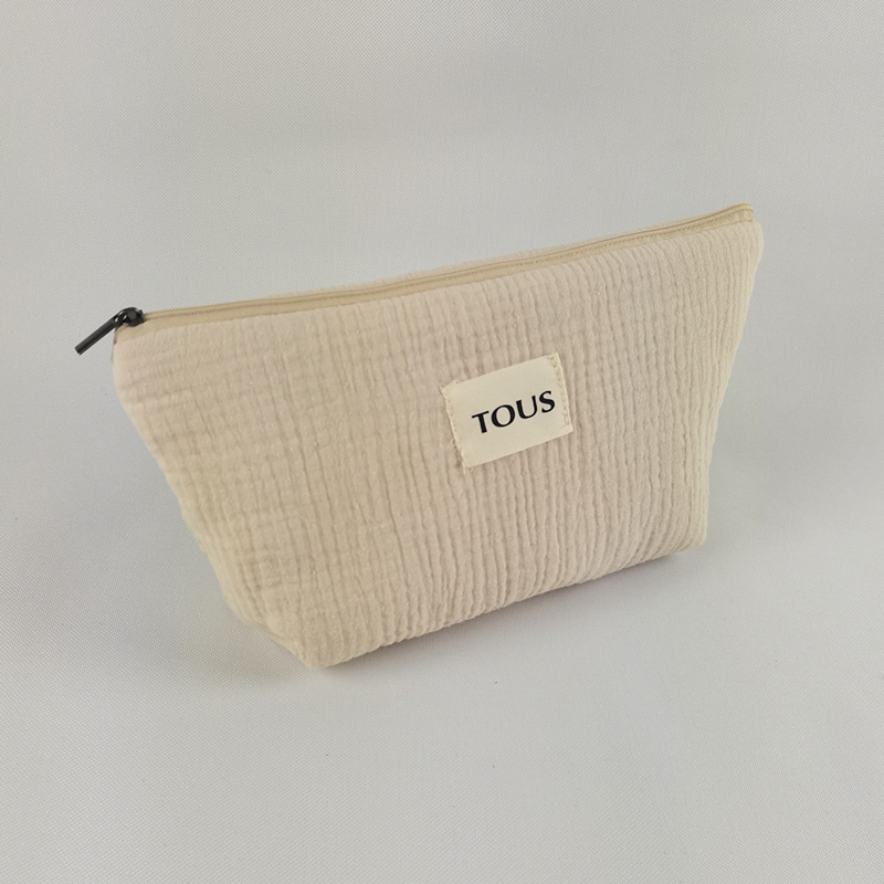 Custom soft gauze cosmetic bag ladies nature make up bag