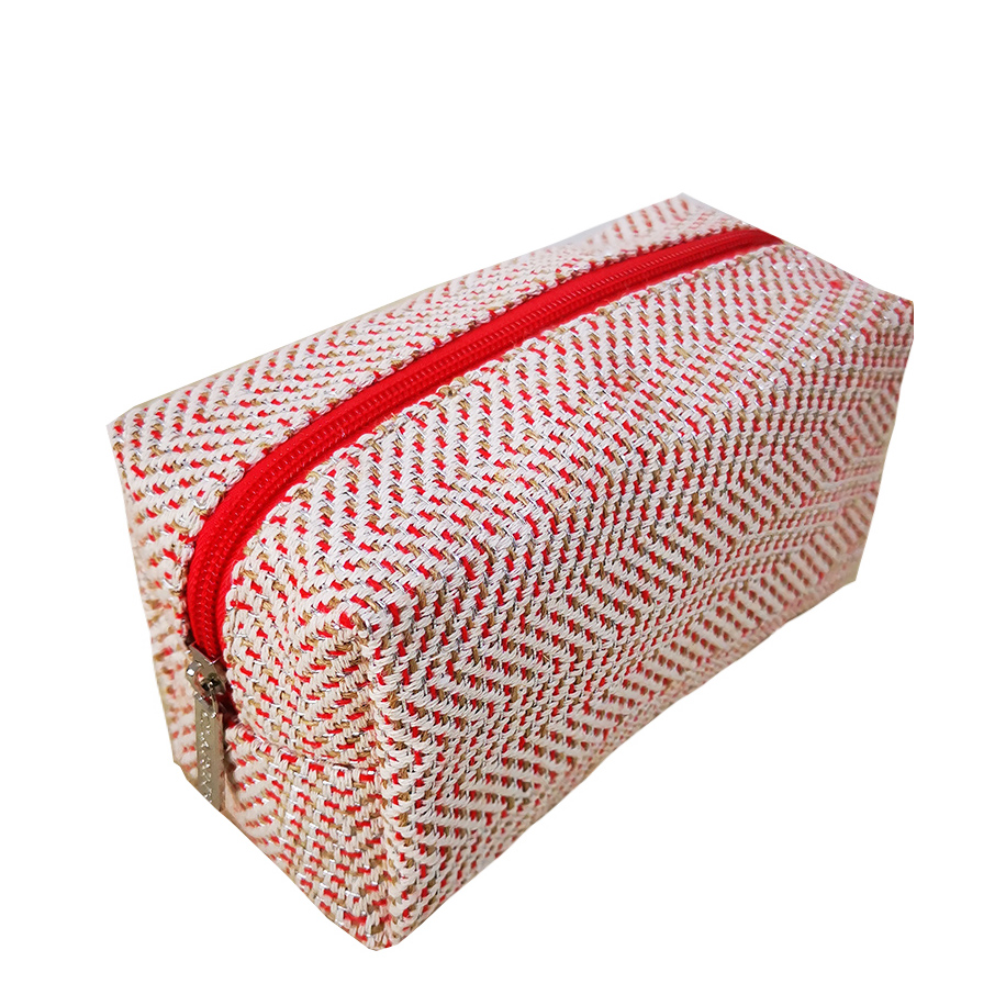 Jute cotton Zipper Cosmetic Make Up Bag