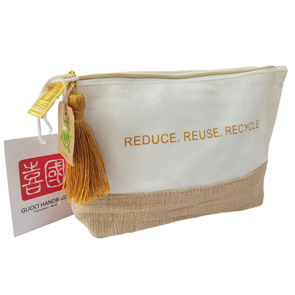 recycle cotton zipper cosmetic pouch