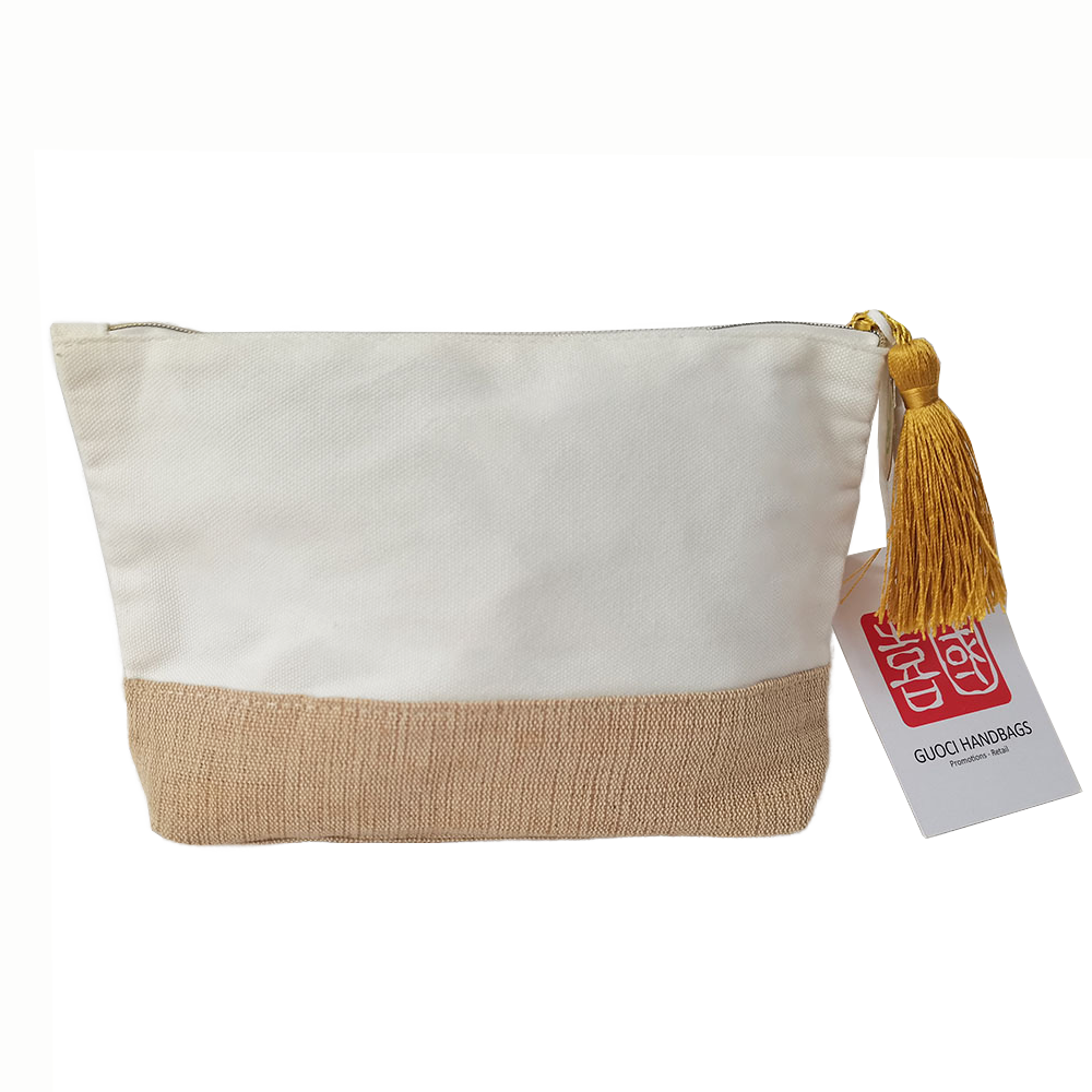 recycle cotton zipper cosmetic pouch